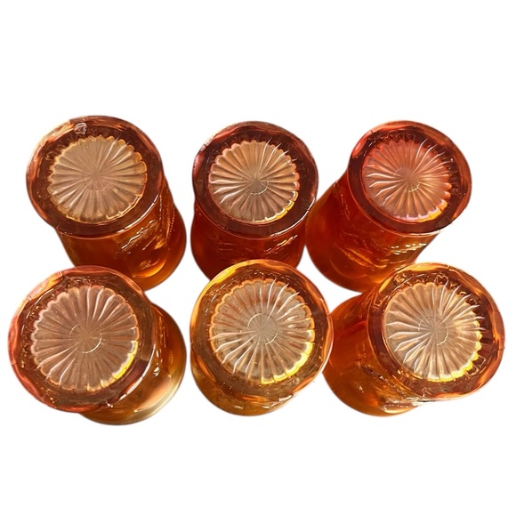 Vintage Northwood Marigold Carnival Glass Oriental Poppy Tumblers Set Of Six 6 - Picture 10 of 12